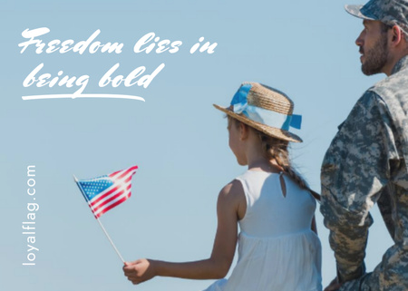 Modèle de visuel Jour de l'indépendance des États-Unis et citation inspirante sur bleu - Postcard 5x7in