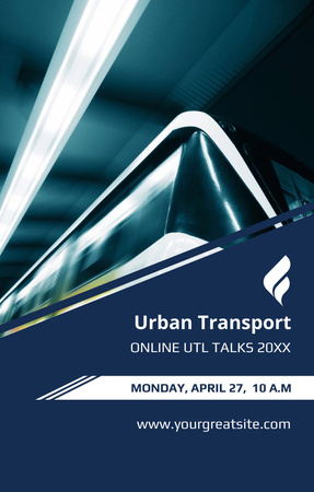 Ontwerpsjabloon van Invitation 4.6x7.2in van Openbaar vervoer trein in de metro tunnel