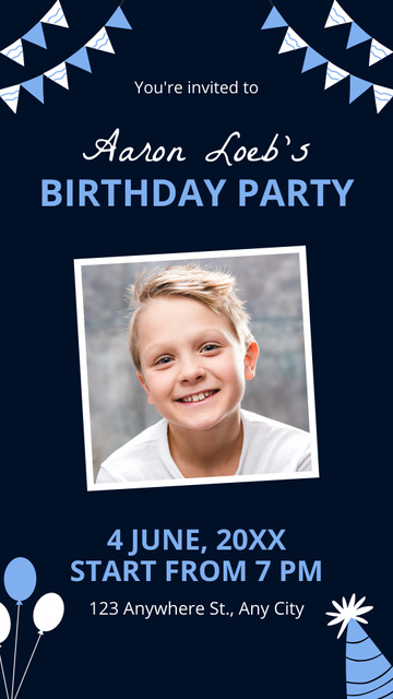 Designvorlage Celebration of Little Boy's Birthday für Instagram Story