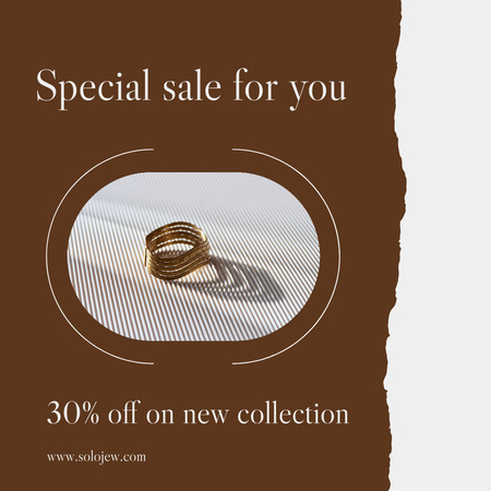 Platilla de diseño Special Sale of Golden Jewelry Brown Instagram