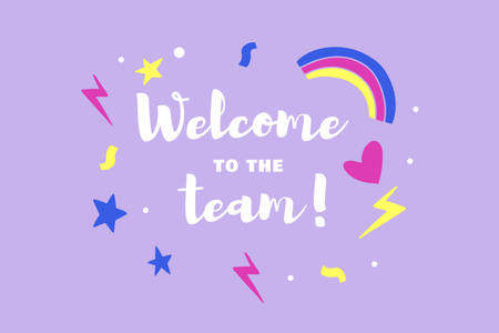 Bright Welcome with Rainbow and Stars Illustration Postcard 4x6in Design Template