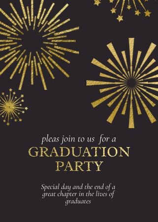 Graduation Party Announcement with Fireworks Invitation Πρότυπο σχεδίασης