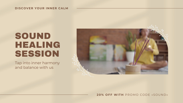 Sound Healing Session Announcement For Inner Calm Full HD video Tasarım Şablonu