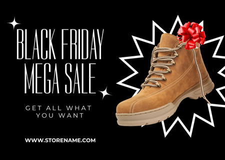 Boots Sale on Black Friday Postcard 5x7in Design Template