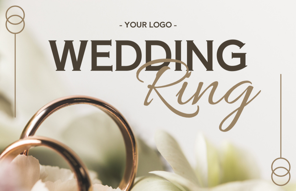 Wedding Rings Advertising with Flower Petals Business Card 85x55mm Modelo de Design