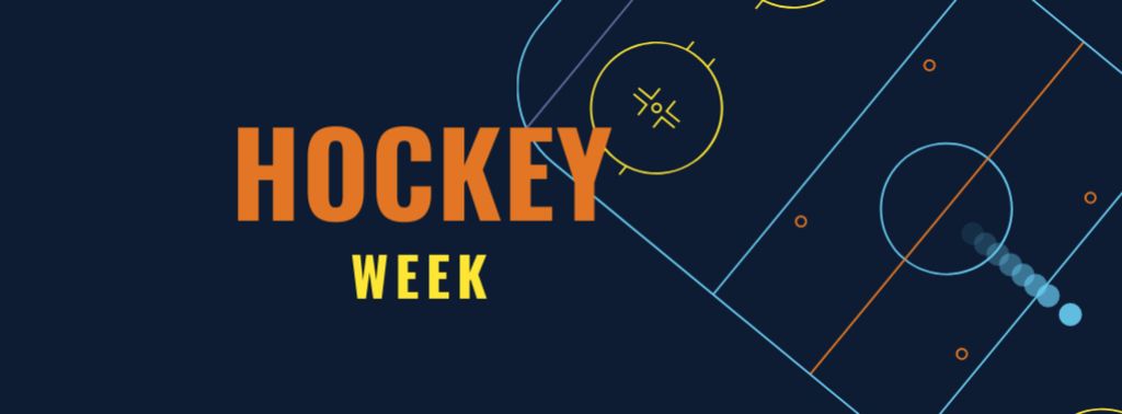 Ontwerpsjabloon van Facebook cover van Hockey Week Announcement with Sports Field