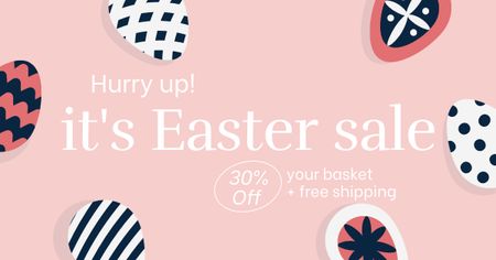 Easter Sale Offer with Decorated Eggs Facebook AD Design Template