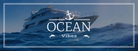 Ocean Vibes with Ship in Sea Facebook cover Tasarım Şablonu