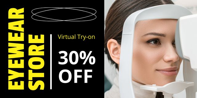 Platilla de diseño Virtual Trying on Glasses and Vision Testing in Optical Store Twitter