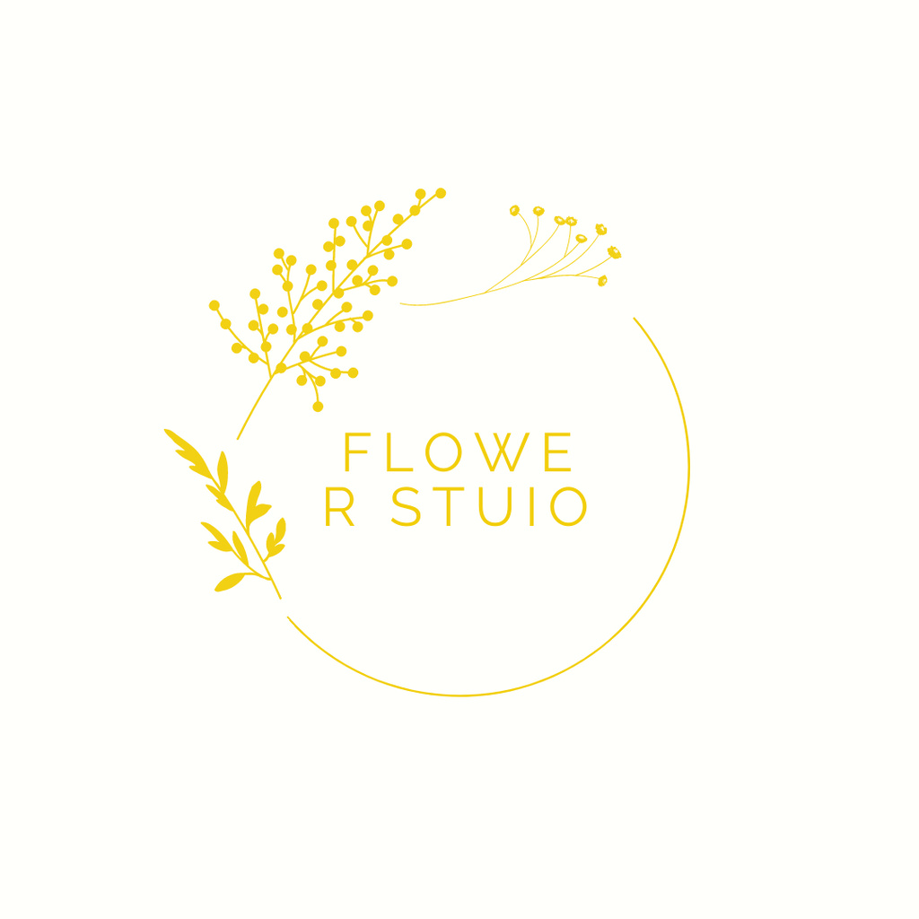 Flower Studio Services Ad with Golden Circle Logo 1080x1080px Šablona návrhu