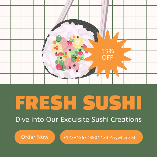 Template di design Discount on Fresh Japanese Sushi Instagram