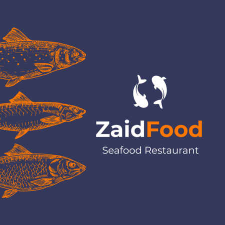 Contacts Seafood Restaurant Site Manager Square 65x65mm Design Template