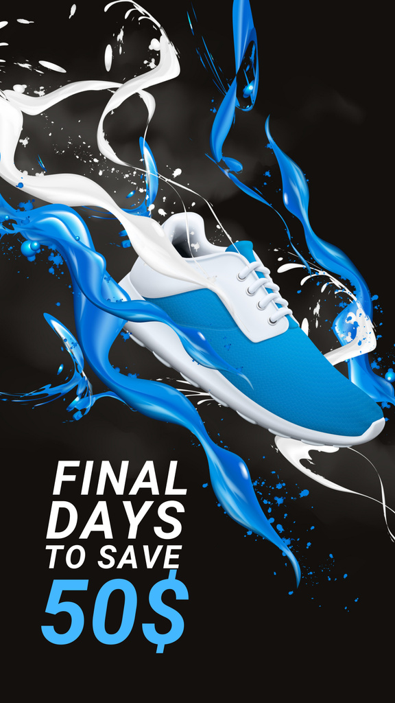 Sneaker Sale Announcement in Blue and White Instagram Story Tasarım Şablonu