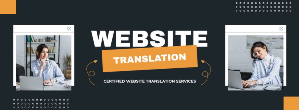 Certified Website Translation Service Promotion Facebook cover Design Template