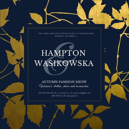 Platilla de diseño Autumn Fashion show announcement on golden leaves Instagram AD