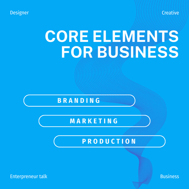 Business Core Elements Informational Blue LinkedIn postデザインテンプレート