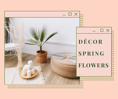 Cozy Room with plants and decor Facebook Design Template