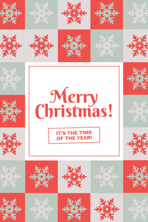 Platilla de diseño Charmed Christmas Salutations with Snowflake Pattern Postcard 4x6in Vertical