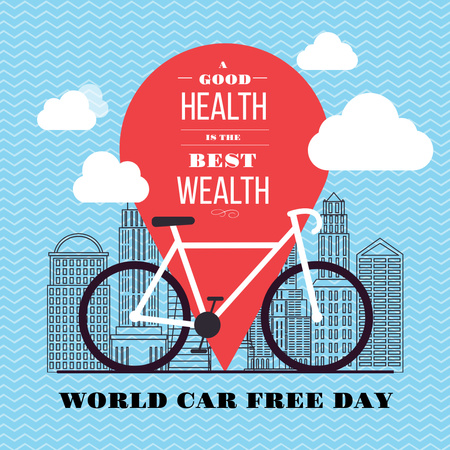 World car free day with bicycle Instagram Design Template