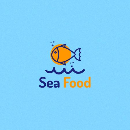 Seafood Shop Ad Logo Design Template