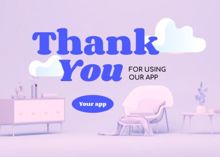 Plantilla de diseño de App Ad with Furniture Illustration Card 