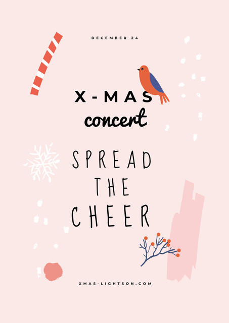 Christmas Concert with Cute Bird Poster Design Template