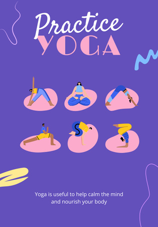 Template di design Promozione della pratica dello yoga con slogan Poster 28x40in