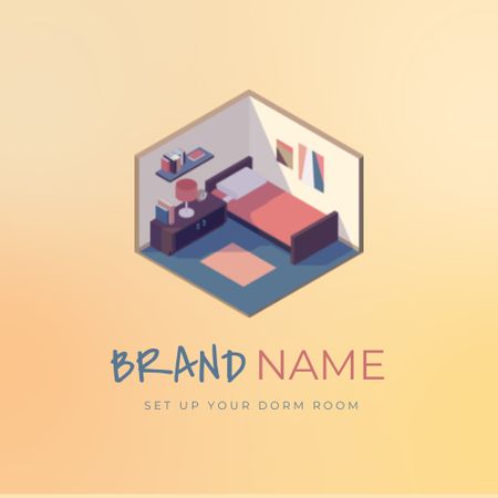 Cozy Student Room in Dormitory Animated Logo Design Template