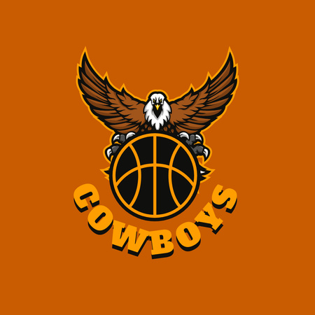Sport Team Emblem with Eagle on Orange Logo Design Template