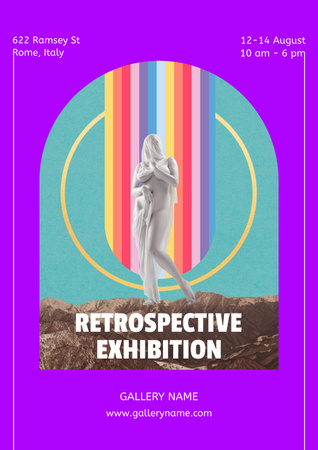 Psychedelic Retro Exhibition Offer Poster Design Template