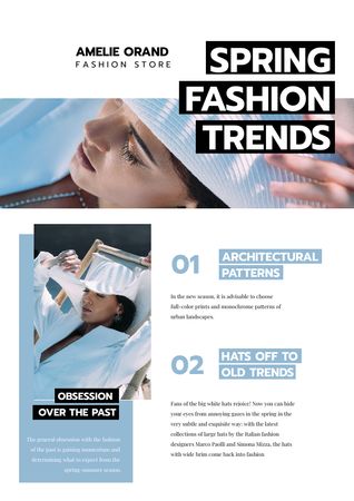 Spring Fashion Trends with Woman in white Newsletter Design Template