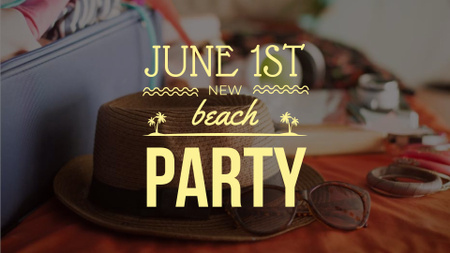 Packing Suitcase for Beach Party FB event cover Design Template