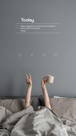 Designvorlage Mental Health Inspiration with Woman in Bed für Instagram Story