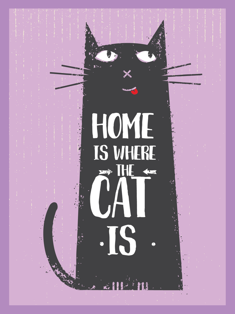Cat Adoption Quote Funny Kitty in Purple Poster US Design Template