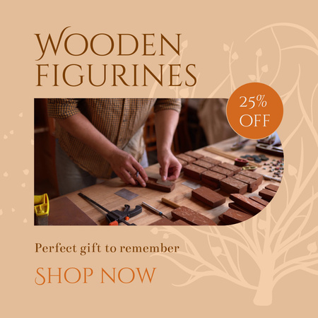 Handmade Wooden Figurines With Discount Animated Post Design Template