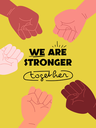 Plantilla de diseño de We Are Stronger Together against Discrimination Poster US 
