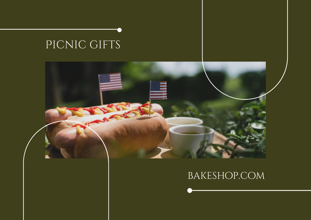 Picnic Gifts Sale on 4th of July Poster B2 Horizontal Design Template
