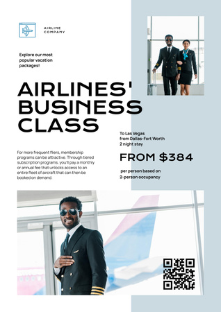 Modèle de visuel Annonce sur les compagnies aériennes en classe affaires - Poster