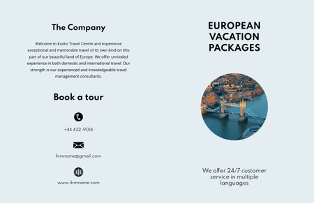 European Vacation Packages Brochure 11x17in Bi-fold Šablona návrhu