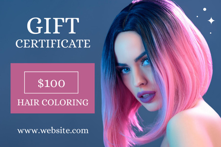 Special Offer of Coloring in Beauty Salon Gift Certificate Design Template