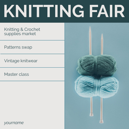 Knitwear Fair Announcement with Blue Skein Instagram Design Template
