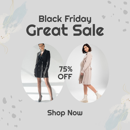 Black Friday Sale Announcement with Stylish Women Instagram Design Template