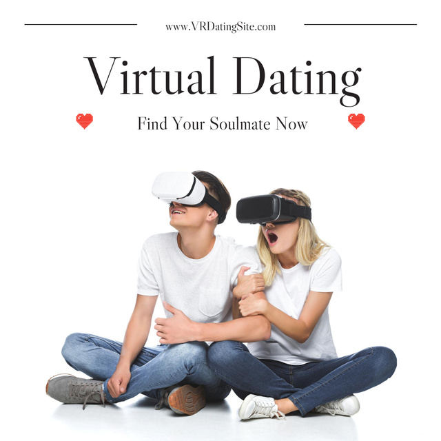 VR Dating with Couple in White Instagramデザインテンプレート