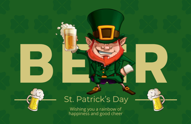 St. Patrick's Day Celebration with Alcohol Drinks Thank You Card 5.5x8.5in Šablona návrhu