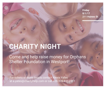 Happy kids in circle on Charity Night Facebook Design Template