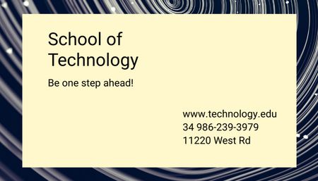 Offer of Studying at School of Technology Business Card US Design Template