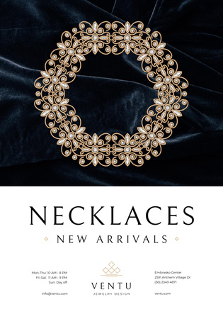 Jewelry Collection Ad with Elegant Necklace Poster 28x40in Design Template