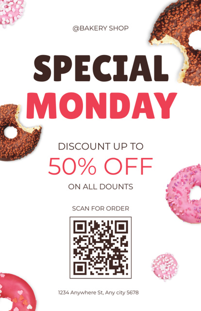 Donuts Sale in Special Monday Recipe Card Design Template