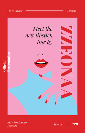 Modèle de visuel Woman with red lips for Lipstick ad - Invitation 4.6x7.2in