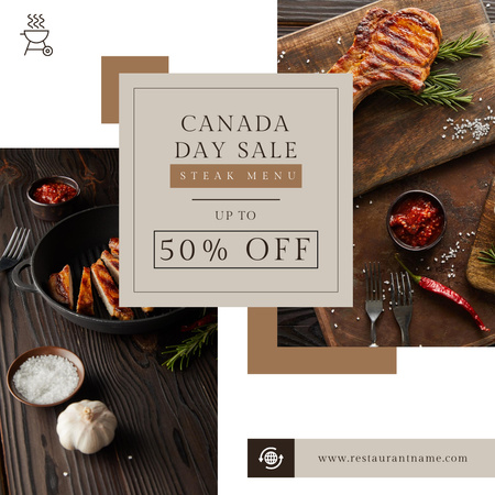Canada Day Steak Menu Discount Instagram Design Template